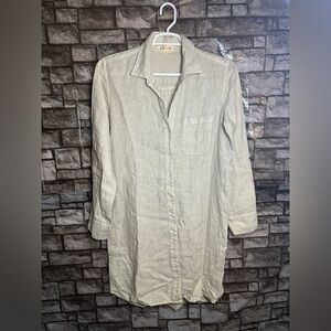 Cloth & Stone Linen Long Sleeve Button Up Dress Size Large